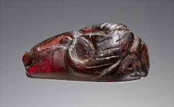 Finial(?): Ram's Head; Italy; 500 - 400 B.C; Amber; 27 × 29 × 41 mm, 1 1,16 × 1 1,8 × 1 5,8 in