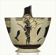 White-Ground Kyathos; Psiax, Greek, Attic, active about 525 - 510 B.C., Athens, Greece; about 520 B.C; Terracotta; 9.6 cm