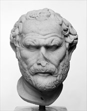 Imitation of the Head of Demosthenes Worked for Insertion into a Statue; Europe, ?, mid-18th century; Marble; 33 cm, 13 in