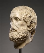 Portrait Head of Euripides; Unknown, After an original by Lysippos; Lesbos, Greece; 2nd century; Marble; 34 cm, 13 3,8 in