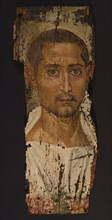 Mummy Portrait of a Bearded Man; Egypt; about 225 - 250; Encaustic on wood; 47.5 × 19 cm, 18 11,16 × 7 1,2 in