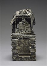 Statuette of Seated Isis with Infant Harpokrates; Egypt; 1st century B.C.–1st century A.D; Steatite; 18 × 8.5 cm