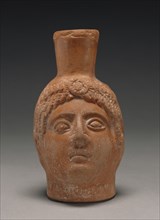 Red-Slip Head Vase; North Africa, Tunisia; about 300; Terracotta; 14.9 cm, 5 7,8 in