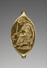 Seated Woman, Possibly Penelope; Greece, Europe; late 5th century B.C; Gold; 1.7 × 1 cm, 11,16 × 3,8 in