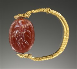 Scarab; Etruria; 4th century B.C; Carnelian; 0.9 × 1.4 × 1.1 cm, 3,8 × 9,16 × 7,16 in