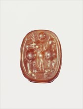 Scarab; Etruria; 4th - 3rd century B.C; Carnelian; 1.2 × 1 × 7.2 cm, 1,2 × 3,8 × 2 13,16 in