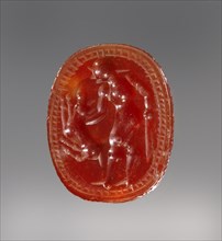 Scarab; Etruria; 4th century B.C; Carnelian; 0.7 × 1.3 × 1.1 cm, 1,4 × 1,2 × 7,16 in