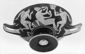 Wine Cup with a Woman Playing a Game; Attributed to Onesimos, Greek, Attic, active 500 - 480 B.C., Athens, Greece; about 490 B