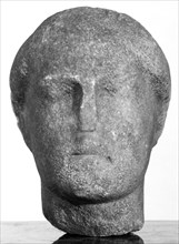 Head from a Statue; Etruria; late 5th century B.C; Marble; 11.4 × 11.6 × 13 cm, 4 1,2 × 4 9,16 × 5 1,8 in