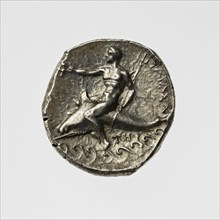 Stater; Taras, South Italy; 344–334 B.C; Silver; 2.5 cm, 0.0078 kg, 1 in., 0.0172 lb
