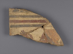 Fragmentary Painted Wall Panel; Caere, Etruria; about 530 - 520 B.C; Terracotta; 19.9 × 27.5 × 3.1 cm