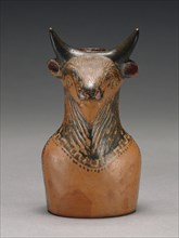 Perfume Jar in the Shape of the Minotaur; East Greece; about 580 - 560 B.C; Terracotta; 11 × 5 × 4 cm