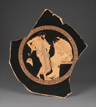 Fragmentary Wine Cup with Achilles; Douris, Greek, Attic, active 500 - 460 B.C., Kleophrades, Greek, Attic, active about 490