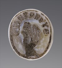 Cameo Gem with a Hand pinching an Ear; first half of 3rd century; Agate, brown on white; 1.8 × 1.6 × 0.5 cm