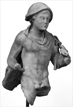 Statuette of Hermes; Greece; late 1st century B.C; Marble; 21 × 12.2 × 11.5 cm, 8 1,4 × 4 13,16 × 4 1,2 in