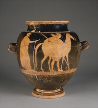Attic Red-Figure Stamnos; Harrow Painter; Athens, Greece; 470 - 460 B.C; Terracotta; 33.2 × 29 cm, 13 1,16 × 11 7,16 in