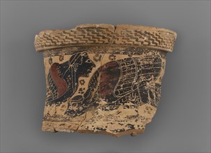 Black-Figure Neck Amphora Fragment; Attributed to Nessos Painter, Greek, Attic, active about 620 - 600 B.C., Attica, Greece