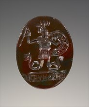 Engraved Gem; Roman Empire; 2nd - 4th century; Red and green jasper; 1.8 x 1.4 cm, 11,16 x 9,16 in