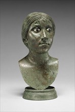 Bust of a Woman; Italy; 25 B.C. - A.D. 25; Bronze; glass-paste; 16.5 × 6.7 cm, 6 1,2 × 2 5,8 in