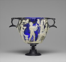 Wine Cup with Scenes of Bacchus and His Consort, Ariadne; Roman Empire; 25 B.C. - A.D. 25; Glass; 10.5 × 17.6 × 10.6 cm