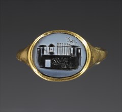 Achilles Dragging Hector's Body; Roman Empire; 1st century; Gem: glass paste; ring: gold; 1.2 × 1 cm, 1,2 × 3,8 in