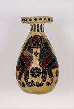 Perfume Flask with Lions; Painter of Palermo 489, Greek, Corinthian, active 640 - 600 B.C., Corinth, Greece; 640 - 625 B.C