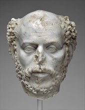 Head of a Balding Man; Asia Minor; about 240; Marble; 25.5 × 22.5 × 23 cm, 10 1,16 × 8 7,8 × 9 1,16 in