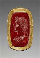Ring with an Engraved Gem; 1st century B.C; Gem: ruby red carnelian: ring: gold; 2.2 × 1.3 × 0.3 cm, 7,8 × 1,2 × 1,8 in