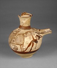 Jug with a Man and a Bull; Attributed to Painter 20, Mycenaean, active 1250 B.C. - 1225 B.C., Tiryns, ?, Greece; 1250 - 1225 B