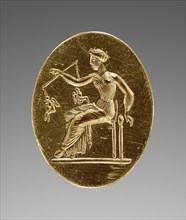 Aphrodite Weighing Love; about 350 B.C; Gold; 2.2 × 1.8 cm, 0.012 kg, 7,8 × 11,16 in., 0.0265 lb