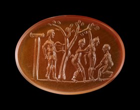 Engraved Gem with the Flaying of Marsyas; 1st century; Carnelian; 1.8 × 1.3 × 0.3 cm, 11,16 × 1,2 × 1,8 in