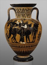Storage Jar with Dionysos and Ariadne; Attributed to Leagros Group, Greek, Attic, active 525 - 500 B.C., Athens, Greece
