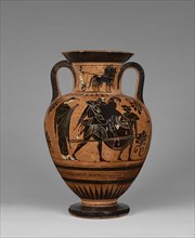 Storage Jar with Aeneas and Anchises; Attributed to Leagros Group, Greek, Attic, active 525 - 500 B.C., Athens, Greece