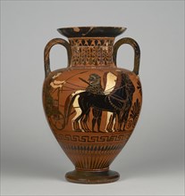 Storage Jar with Cavalrymen; Attributed to Bareiss Painter, Medea Group, Greek, Attic, active late 6th century B.C., Athens