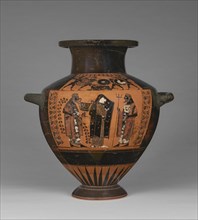 Water Jar with Dionysos and Poseidon; Attributed to Wider Circle of Lydos, Greek, Attic, active about 565 - 535 B.C., Athens