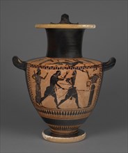 Black-Figure Hydria; Lykomedes Painter; Athens, Greece; about 520 - 510 B.C; Terracotta; 37 × 33 × 25.2 cm