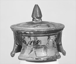 Attic Tripod Pyxis with Lid; Athens, Greece; about 540 B.C; Terracotta