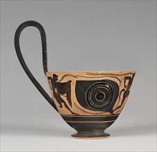 Attic Black-Figure Kyathos; Attributed to Group of Berlin 2095; Athens, Greece; about 510 B.C; Terracotta; 14.9 × 11.7 cm