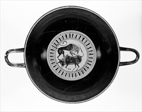 Attic Black-Figure Lip Cup; Athens, Greece; about 540 B.C; Terracotta; 15.5 × 30.1 × 21.1 cm, 6 1,16 × 11 7,8 × 8 5,16 in