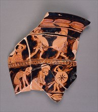 Attic Red-Figure Calyx Krater Fragment; Athens, Greece; about 430 B.C; Terracotta