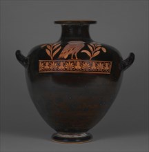 Water Jar with an Owl; Group of the Floral Nolans, Greek, Attic, active about 470 B.C., Athens, Greece; 480 - 470 B.C