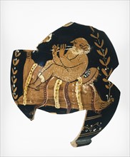 Oil Jar Fragment with Papposilenos; Attributed to the Workshop of the Darius Painter, Greek, Apulian, active 350 - 325 B.C