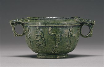 Lead-Glazed Skyphos; 50 B.C. - A.D. 50; Terracotta; 6.4 × 13.3 × 8.6 cm, 2 1,2 × 5 1,4 × 3 3,8 in