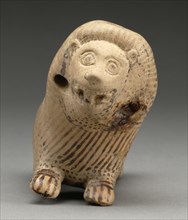 Rattle in the Shape of a Lion; Corinth, Greece; about 600 - 575 B.C; Terracotta; 5.1 x 2.7 x 10.1 cm, 2 x 1 1,16 x 3 15,16 in