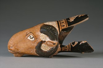 Attic Red-Figure Dimidiated Rhyton; Athens, Greece; about 450 - 425 B.C; Terracotta; 18.4 cm, 7 1,4 in