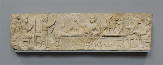 Front Panel from a Sarcophagus; Rome, Italy; about A.D. 180; Marble; 46.5 × 173 × 16 cm, 272.1582 kg