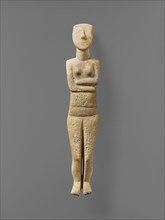 Female Figure with Painted Features; Cyclades, Greece; 2700–2500 B.C; Marble with pigment; 49.5 × 9 × 6 cm