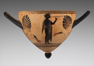 Cup with a Young Woman Playing the Pipes; Attributed to Psiax, Greek, Attic, active about 525 - 510 B.C., Athens, Greece