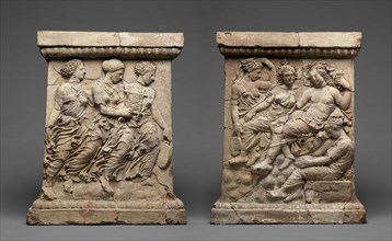 Pair of Altars with Aphrodite and Adonis; Calabria, Italy; first quarter of 4th century B.C; Terracotta