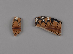 Attic Black-Figure Droop Cup Fragment; Athens, Greece; 550 - 500 B.C; Terracotta; 7.4 cm, 2 15,16 in